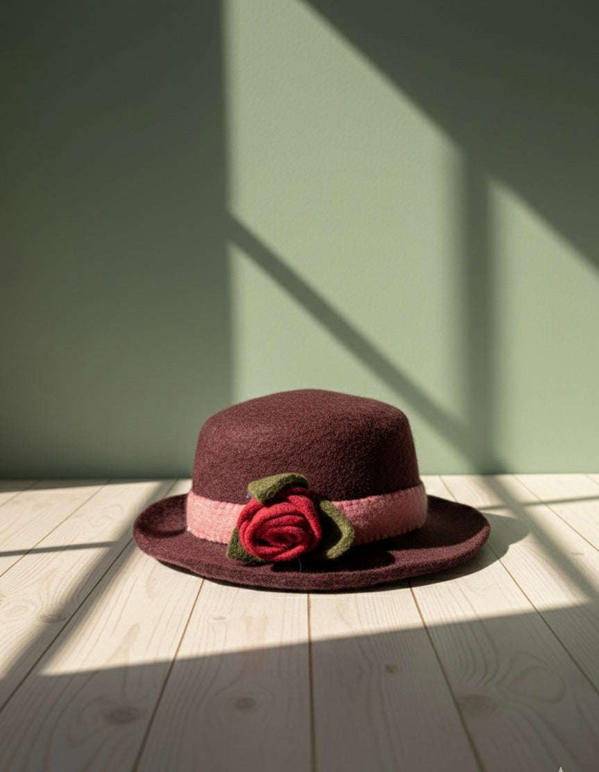 Felt Hat With Rose