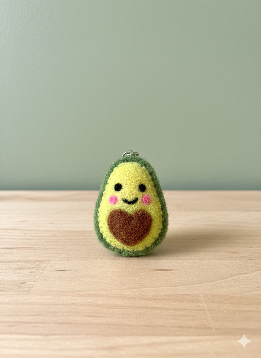 Smiley Avocado Keychain