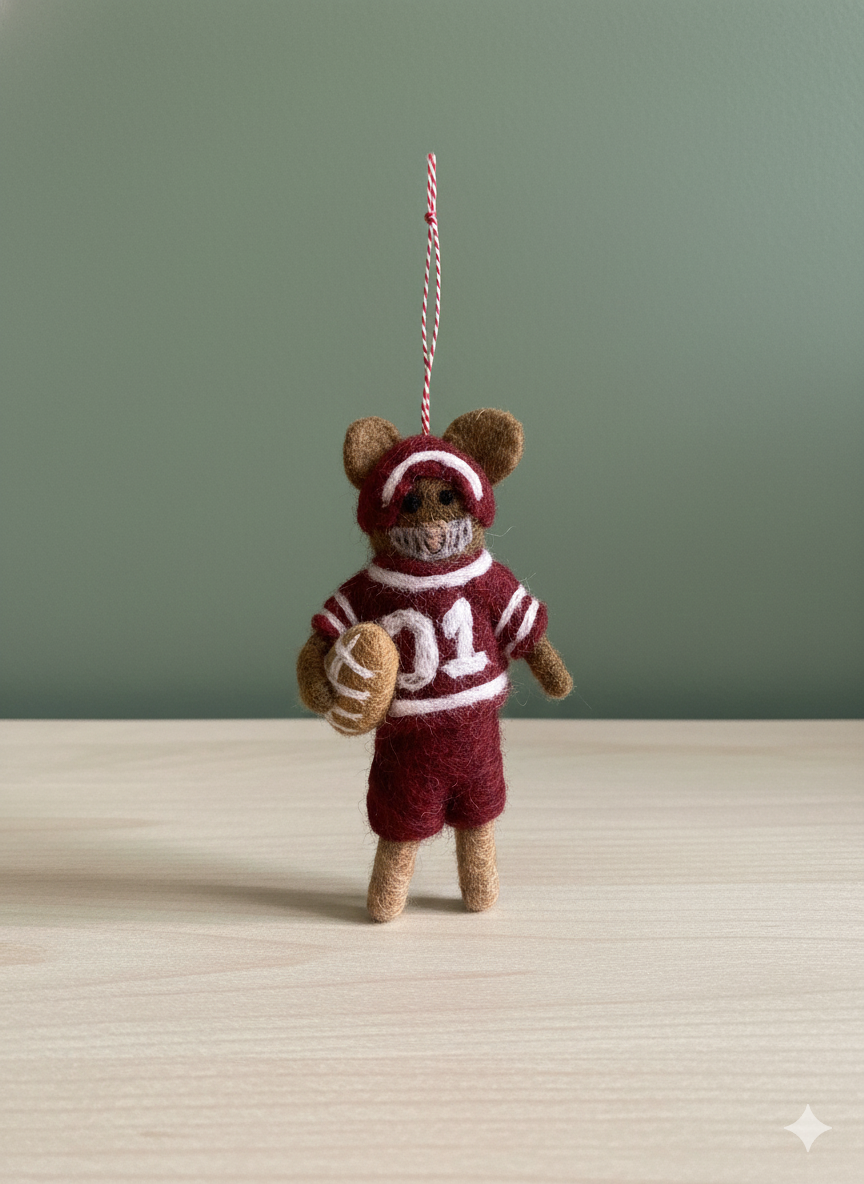 Cute rugby player ornament