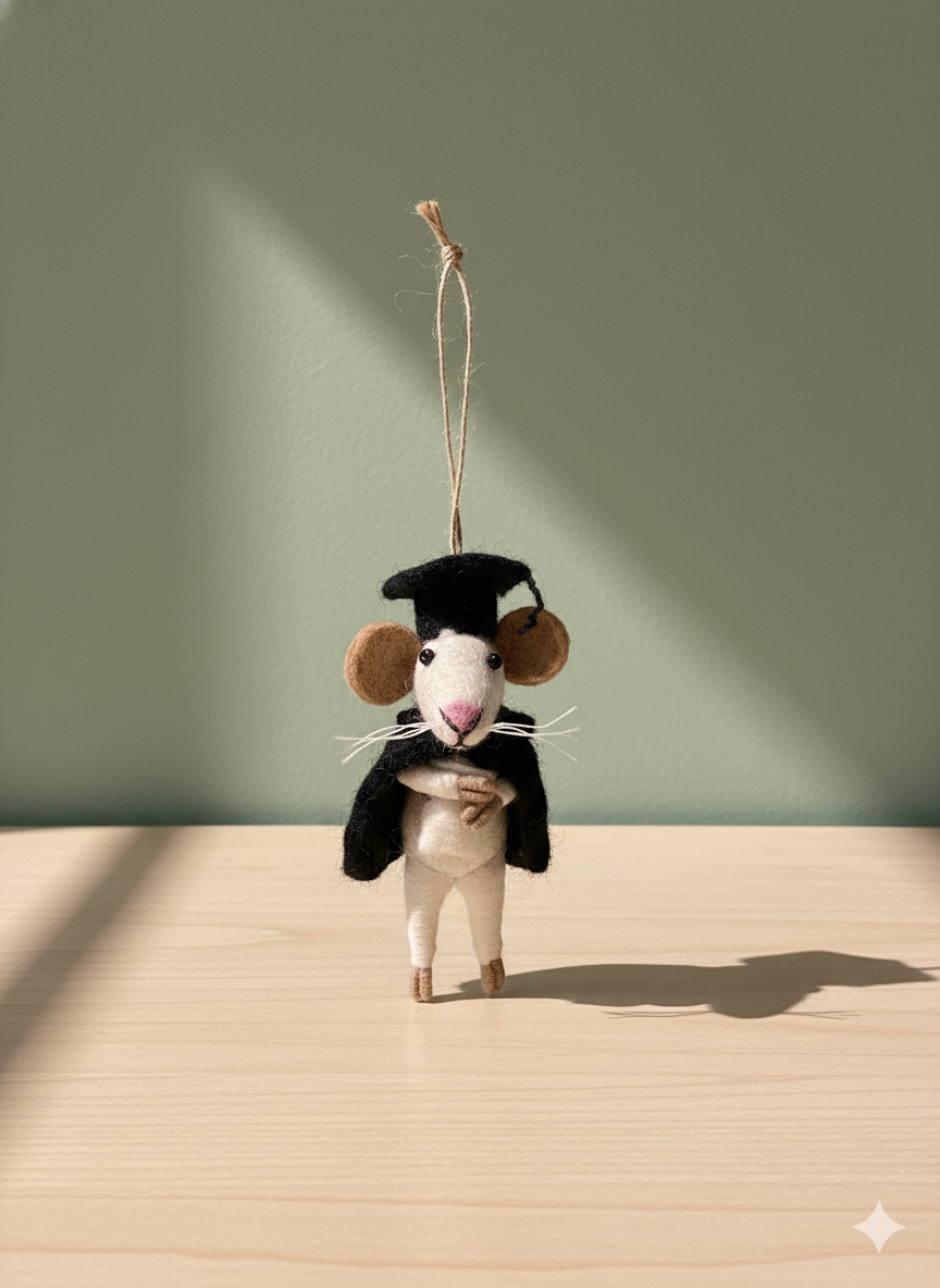 Mouse with top hat ornament