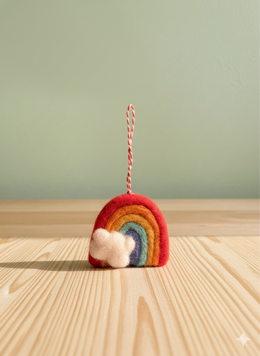 Rainbow with cloud ornament