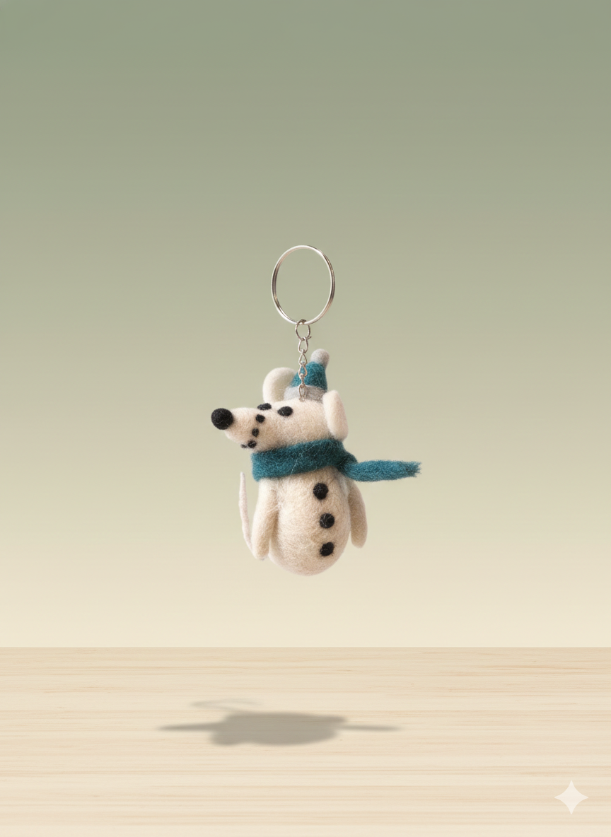 Green Scarf Mouse Keychain
