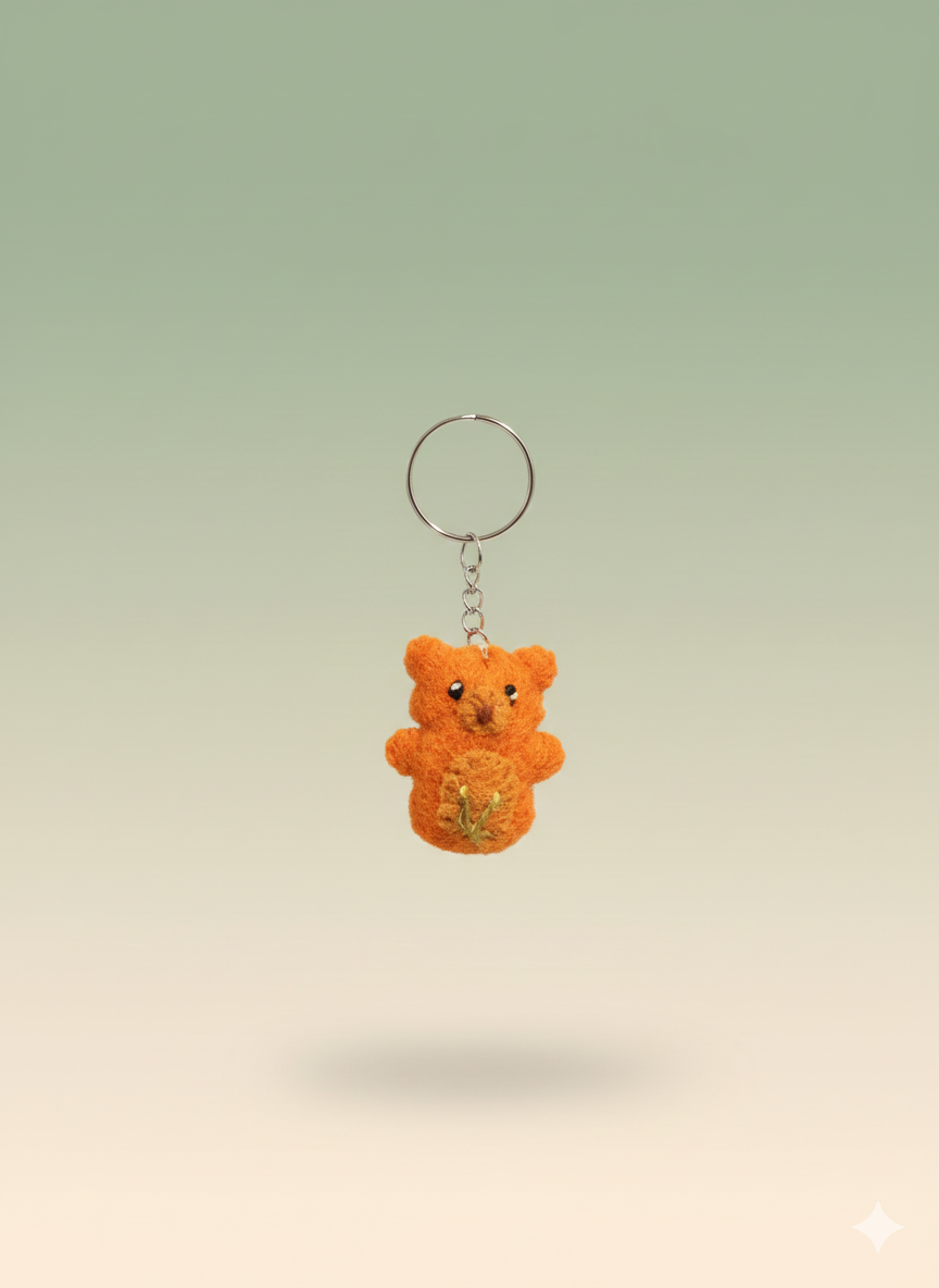 Orange Teddy Keychain